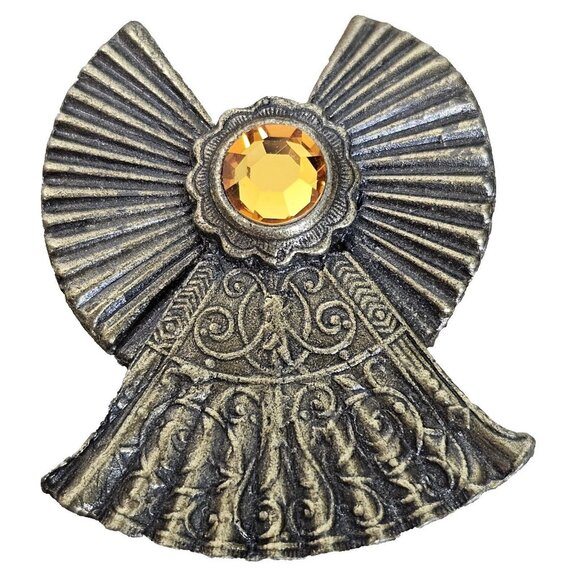 VTG Brooch Kenneth Cole Angel Pewter Silver Faux Topaz Birthstone Scorpio Pin - Picture 2 of 12